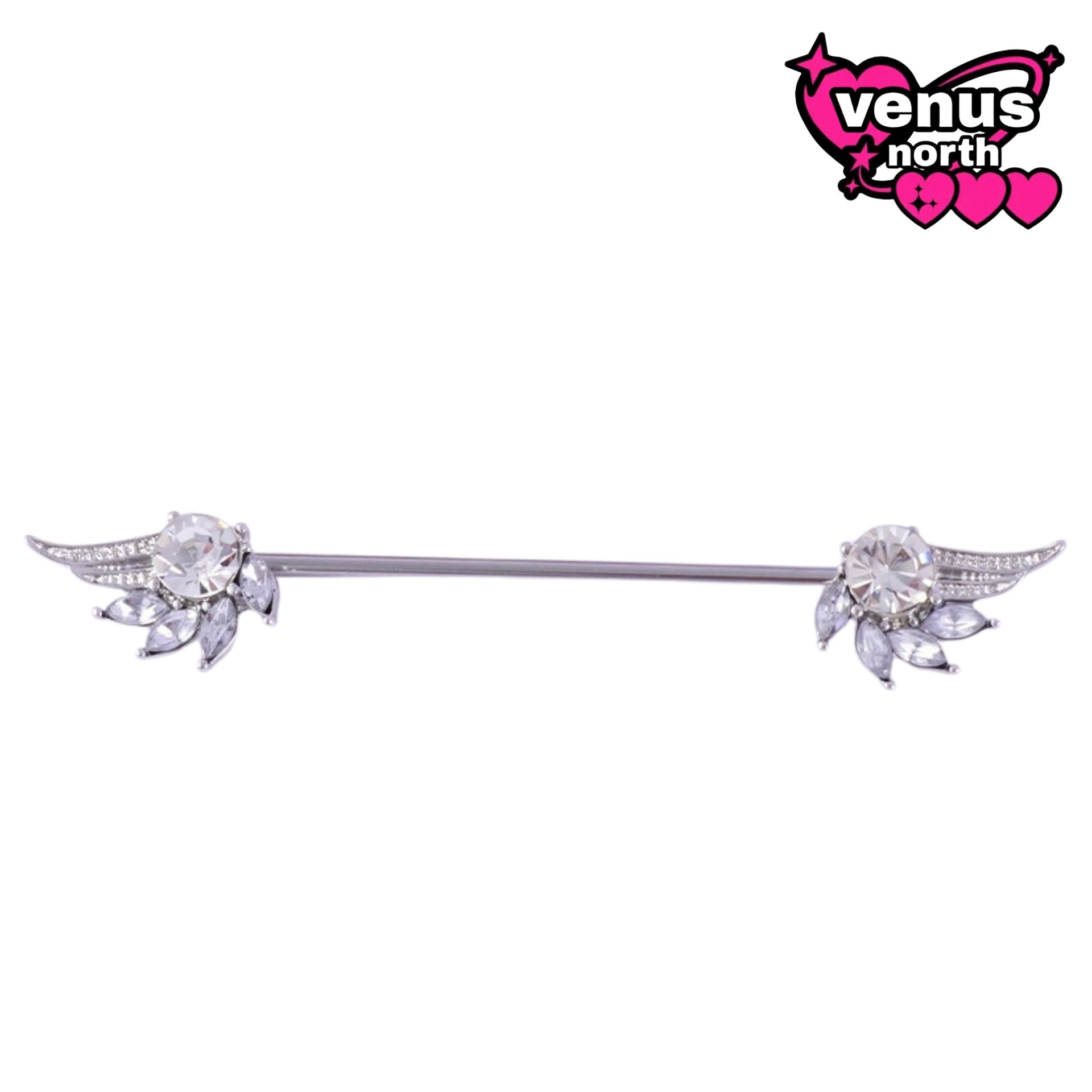 Skull & heart industrial barbell