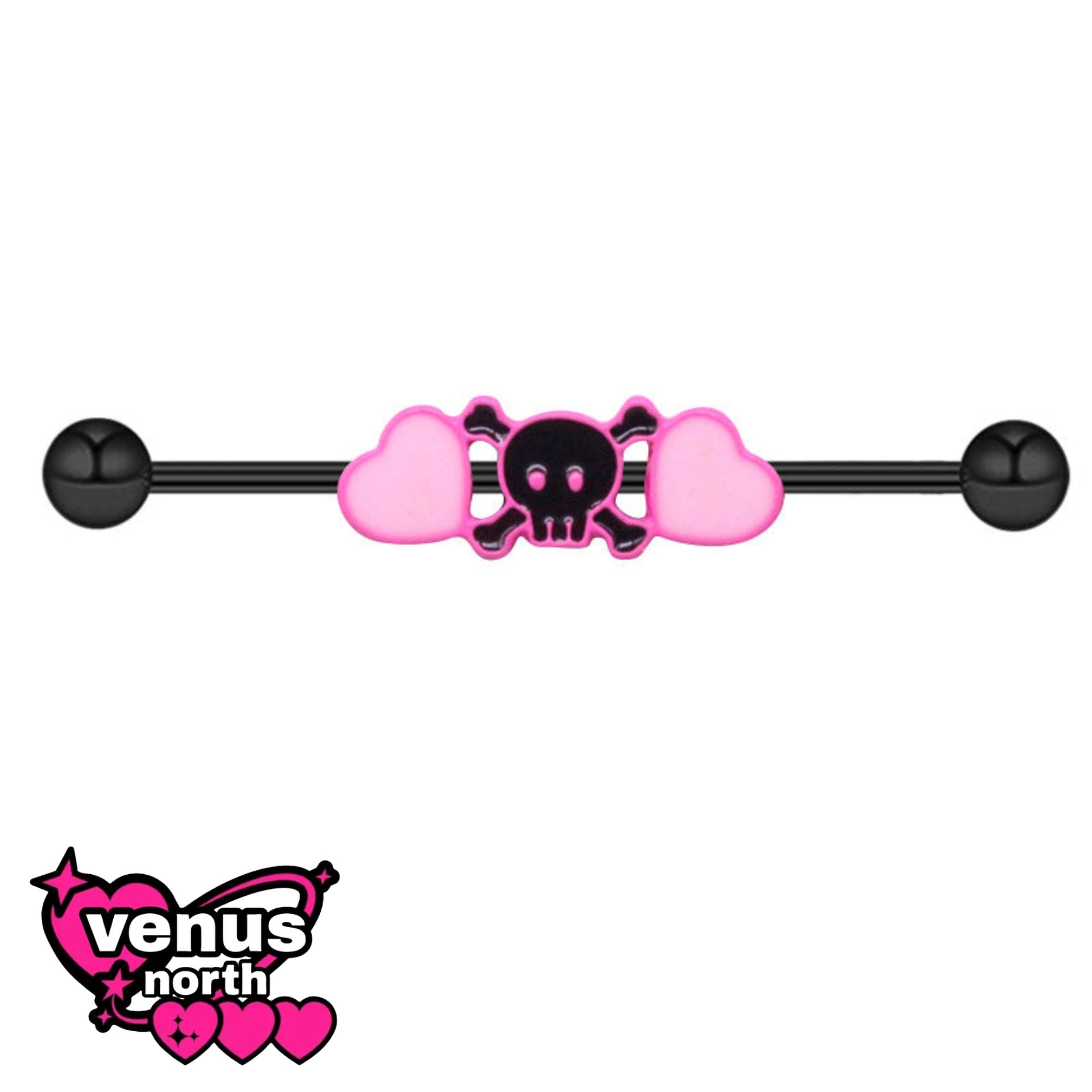 Cupcake & skull industrial barbell