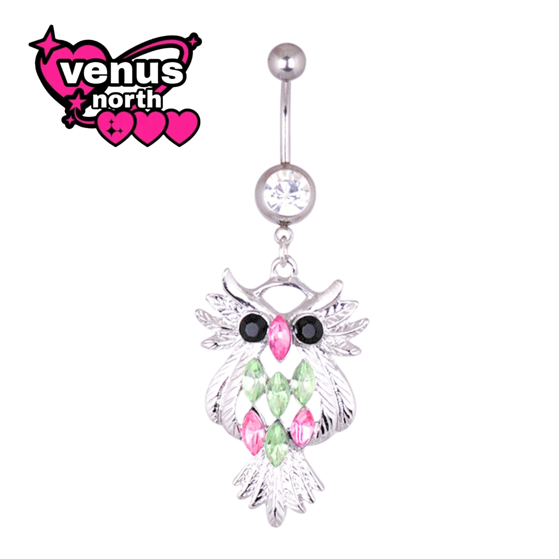1 stainless steel fashionable owl pendant, belly button, steel needle navel pin buckle, factory accessory