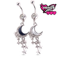 Moon & star charm belly button piercing