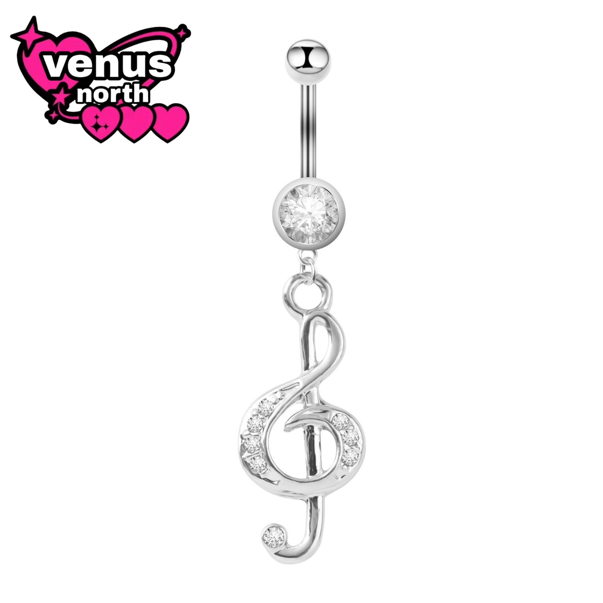 Treble clef dangle navel piercing