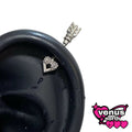 Crown & charm cartilage stud