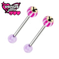 Bunny acrylic striped tongue barbell