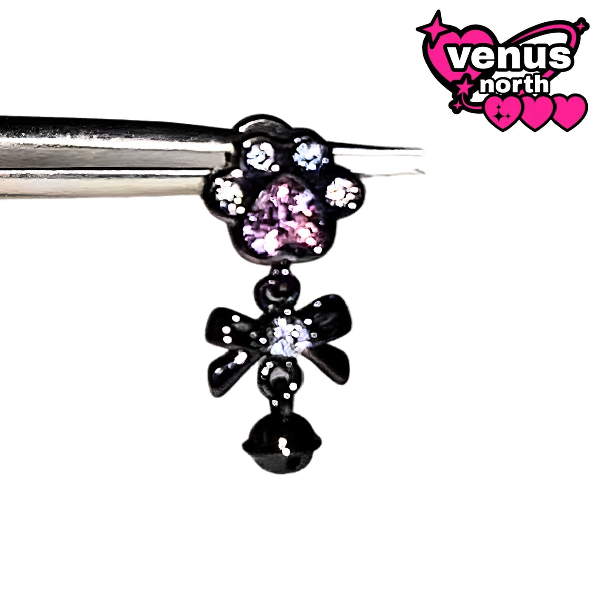 Black & pink CZ cartilage stud