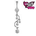 CZ charm belly button piercing