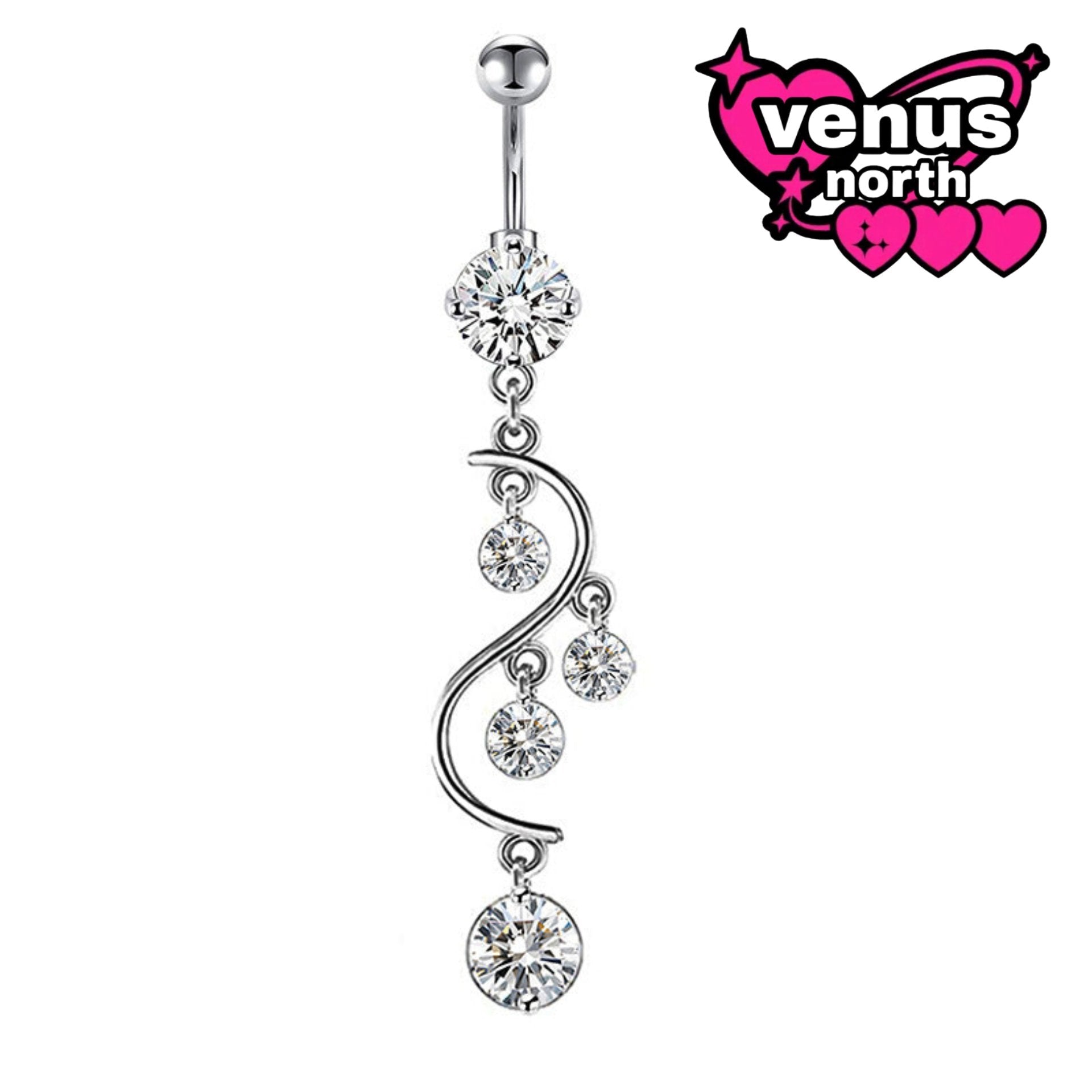 CZ charm belly button piercing