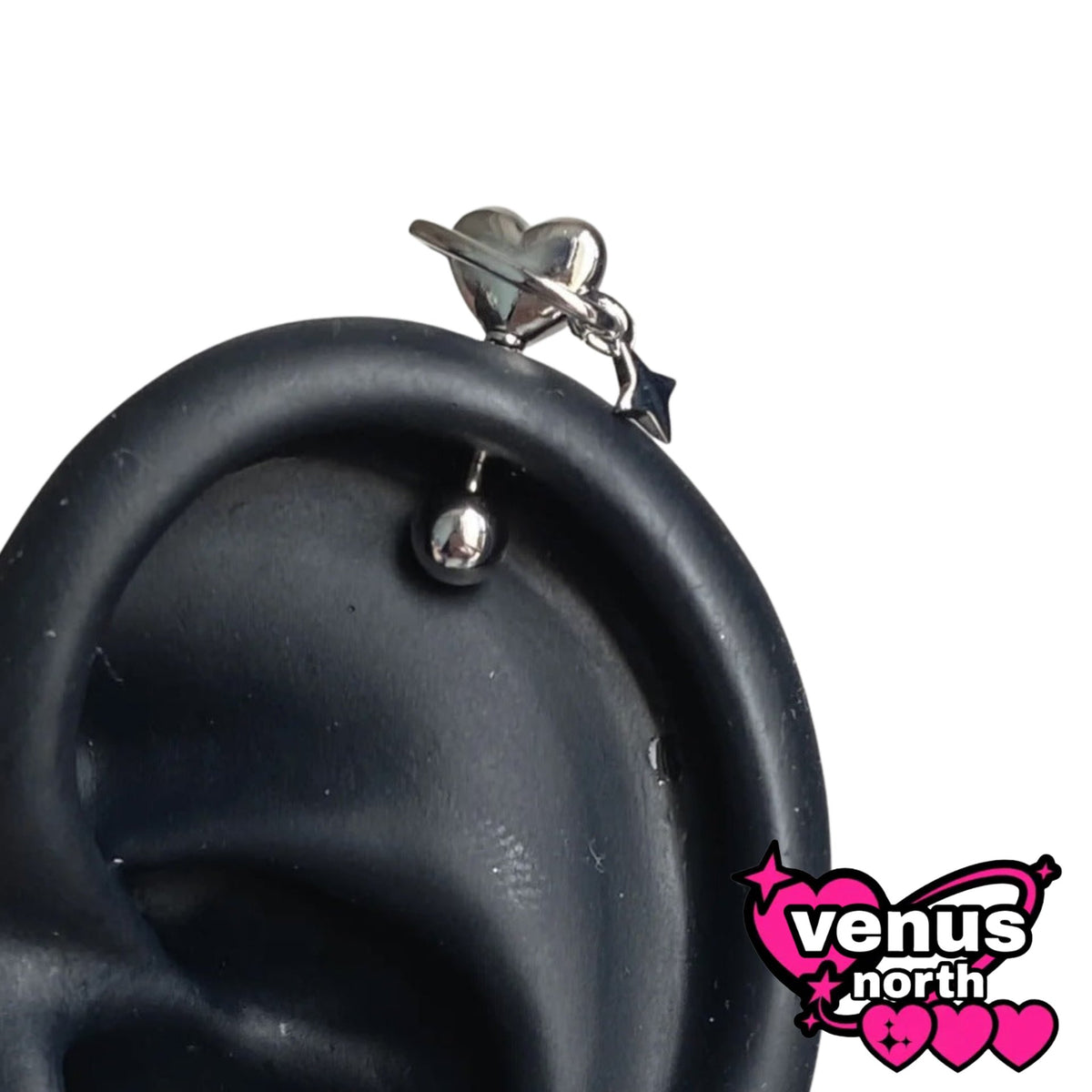 Crown & charm cartilage stud