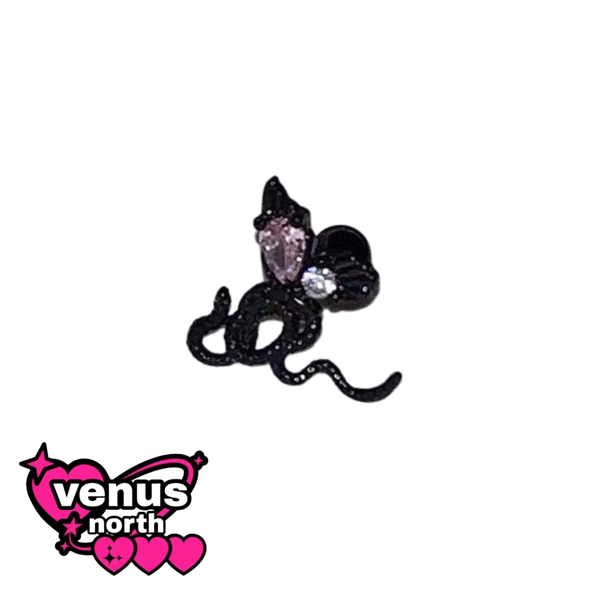 Black & pink CZ cartilage stud