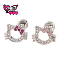 Cat silhouette crystal stud
