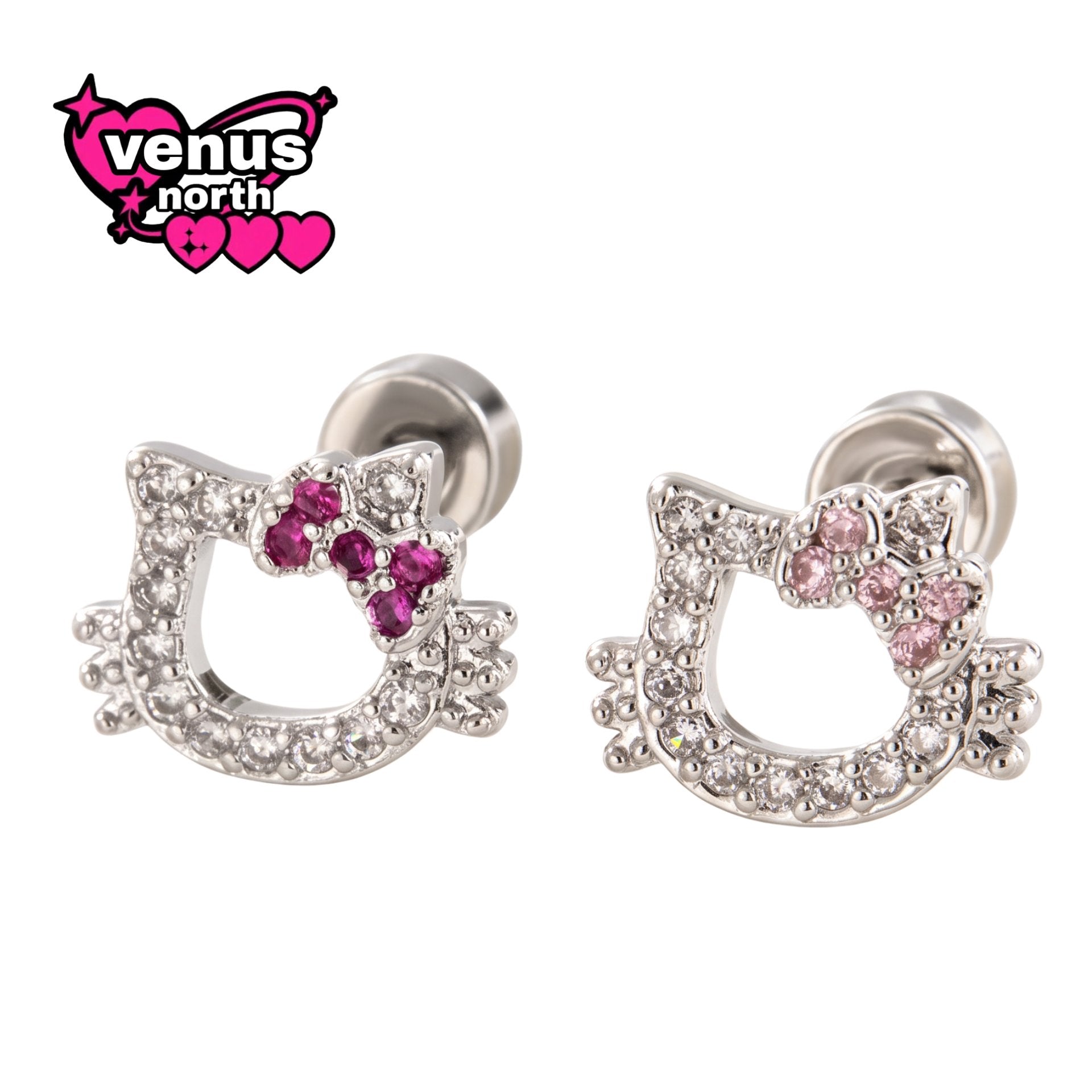 Cat silhouette crystal stud