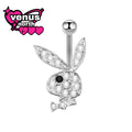 Bunny silhouette pave navel piercing