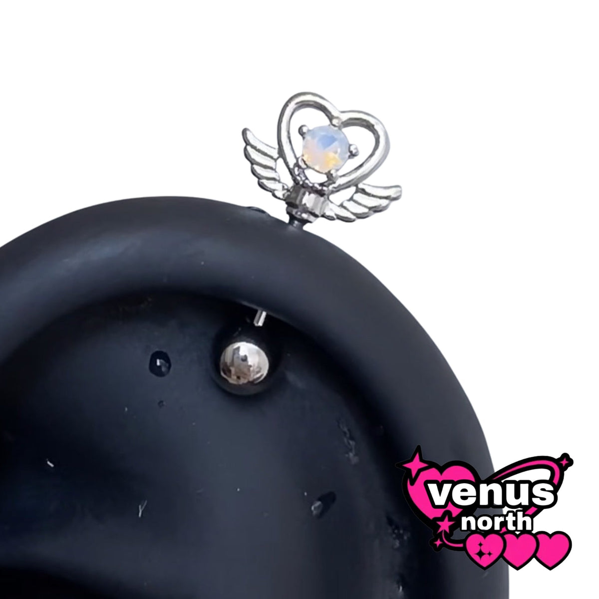 Crown & charm cartilage stud