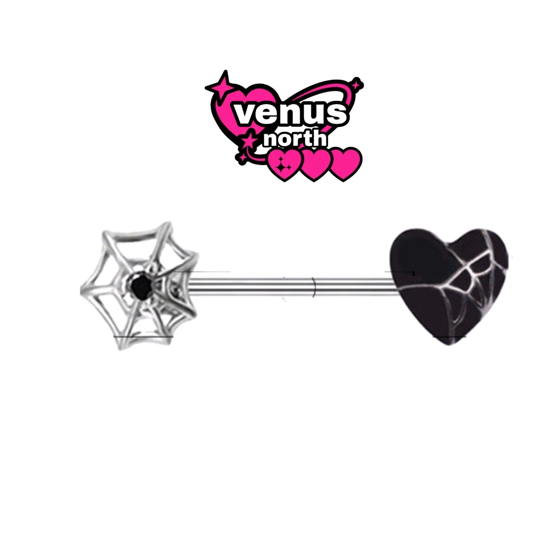 Skull & spider web nipple barbell