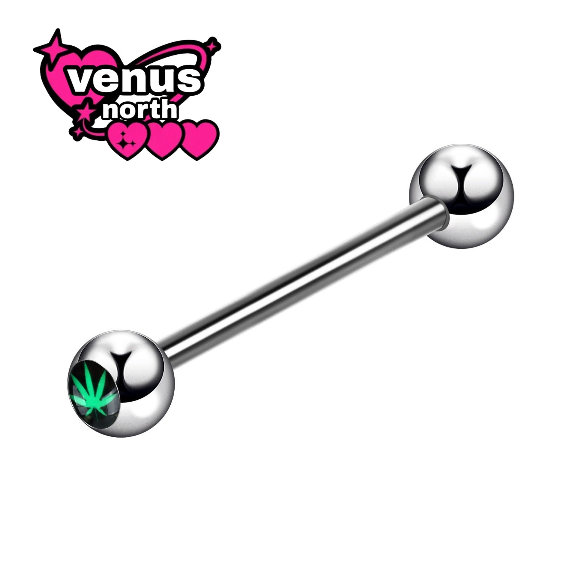 Leaf print tongue barbell