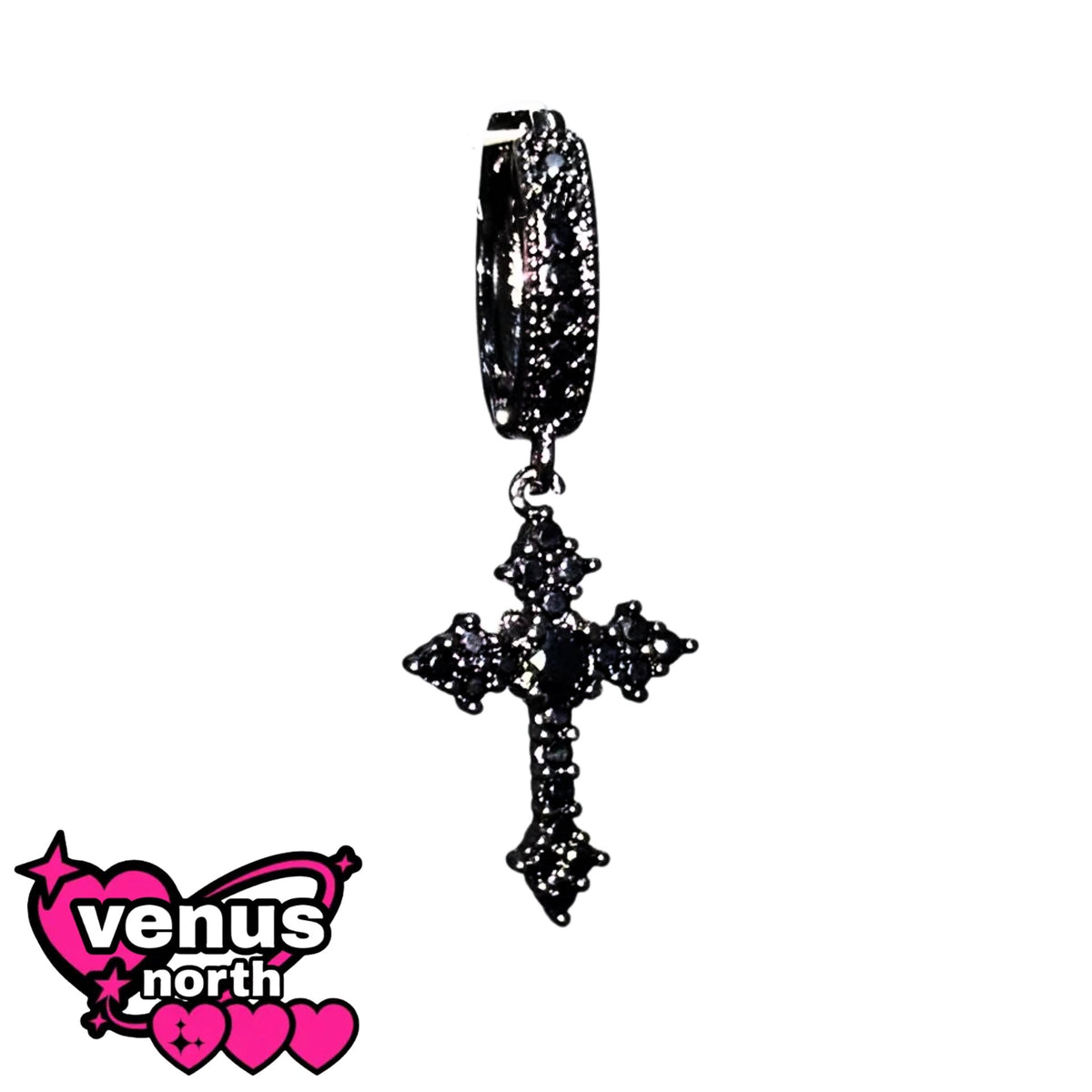 Black & pink CZ cartilage stud