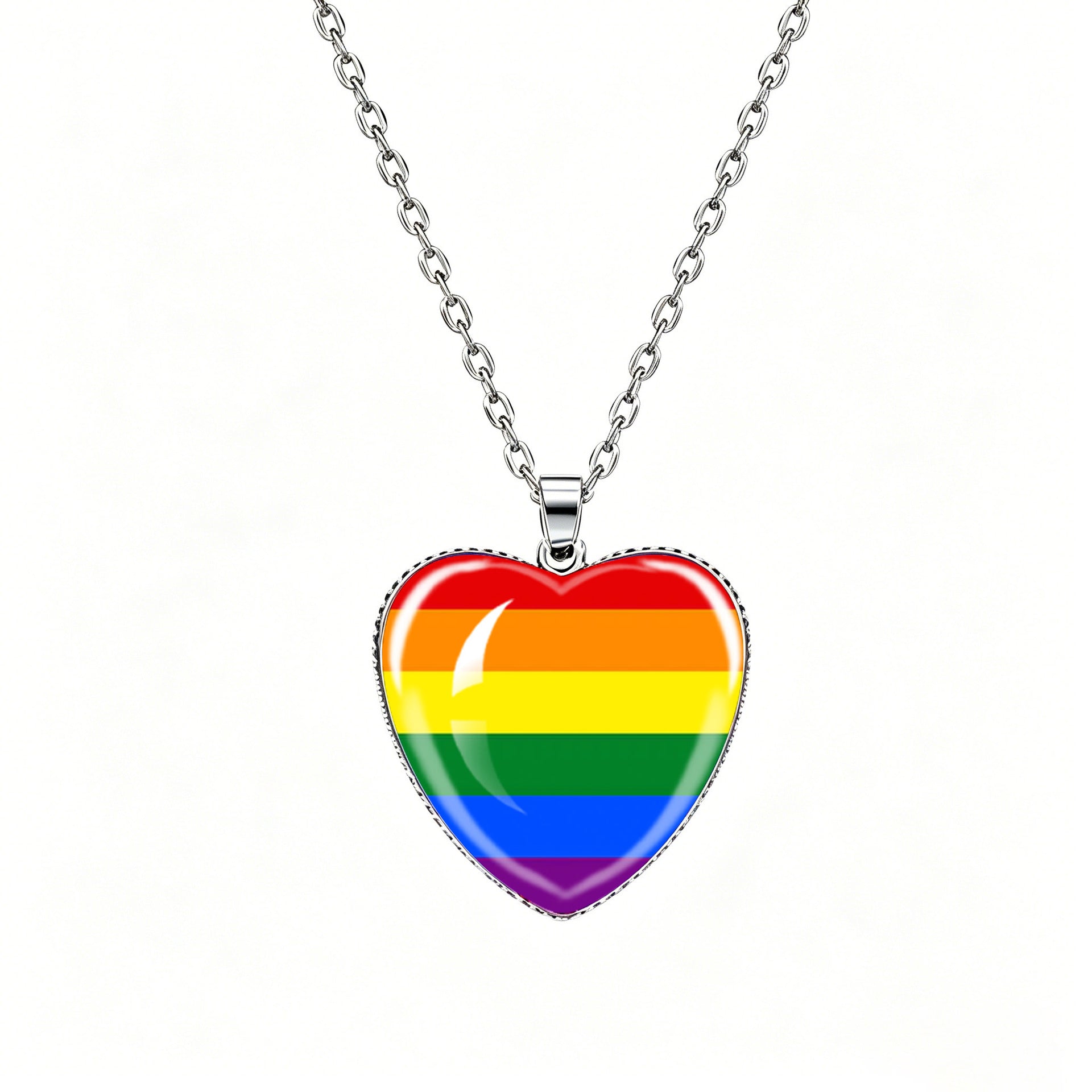 Pride flag heart pendant necklace