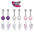 Best friends split heart navel piercing set