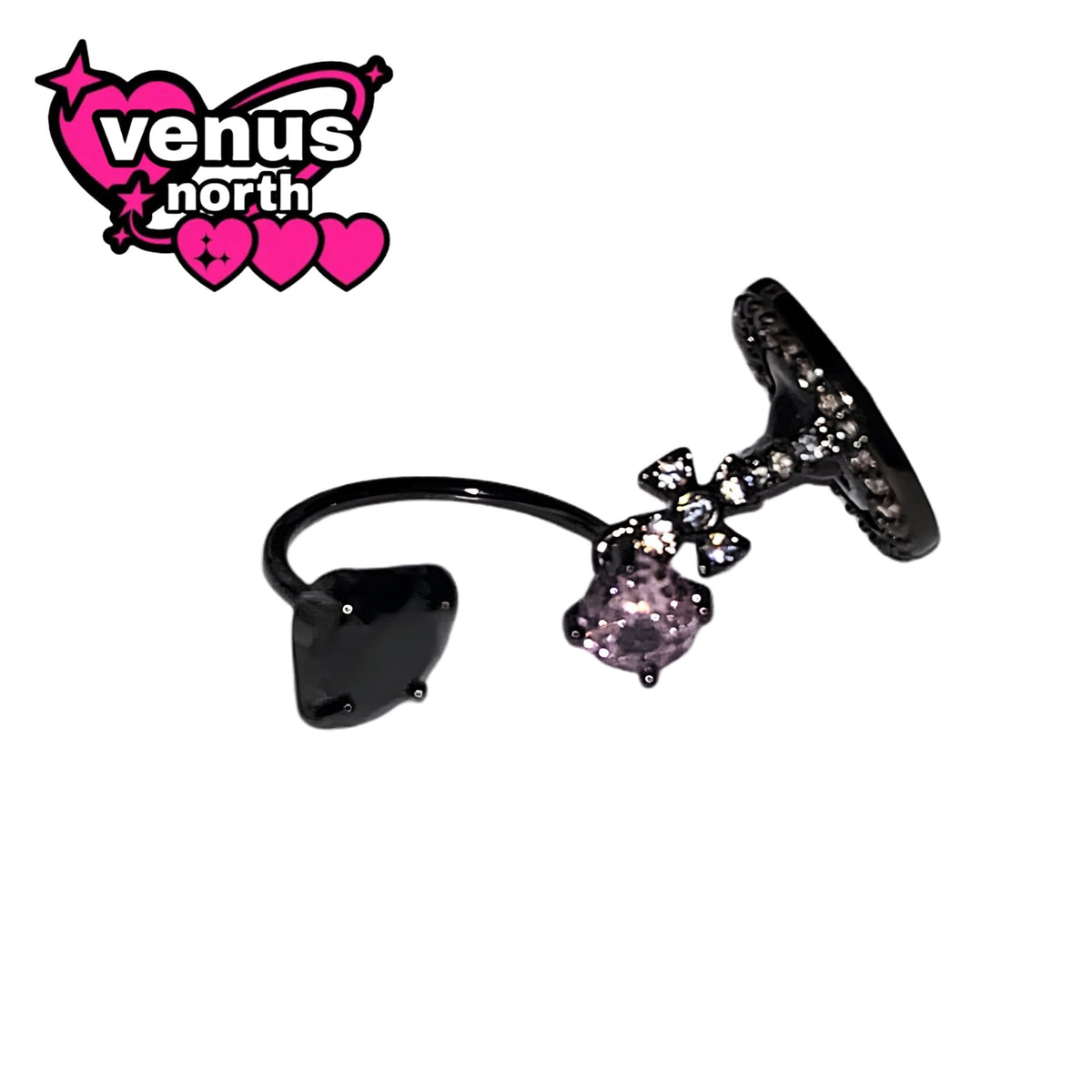 Black & pink CZ cartilage stud