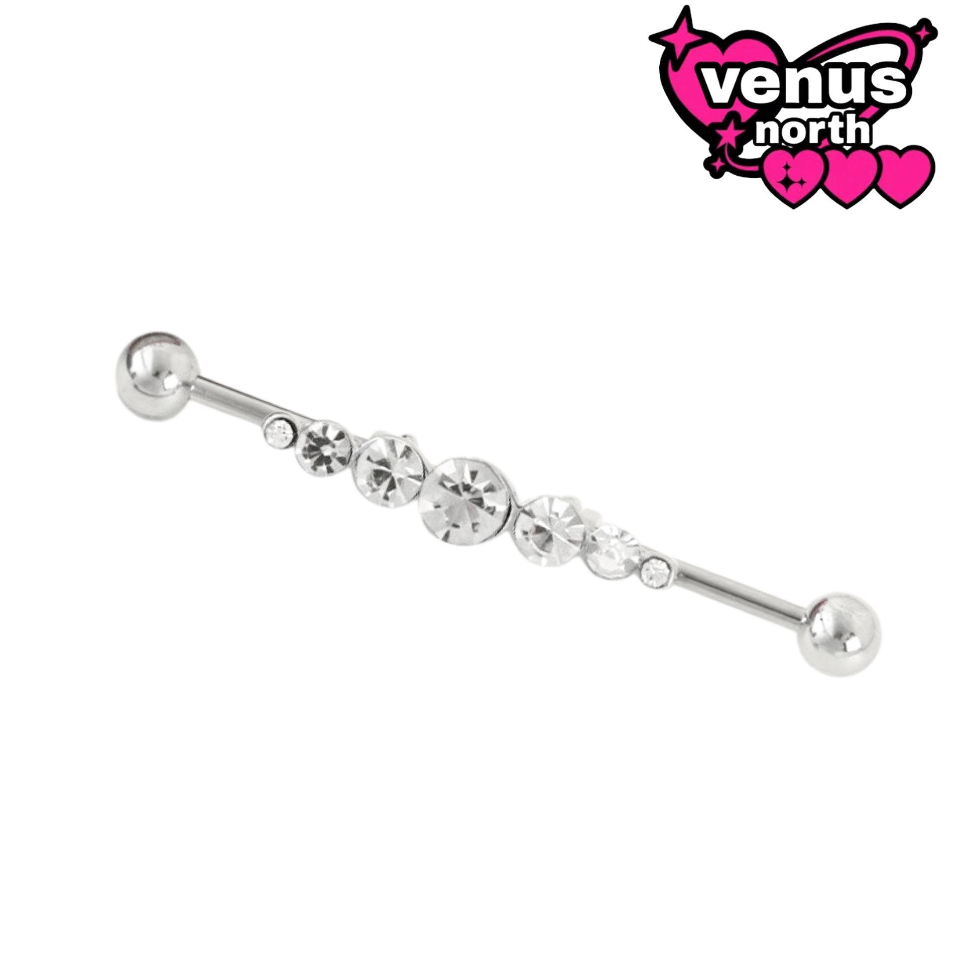 Skull & heart industrial barbell