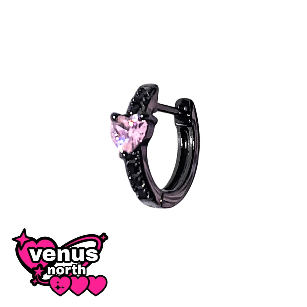 Black & pink CZ cartilage stud