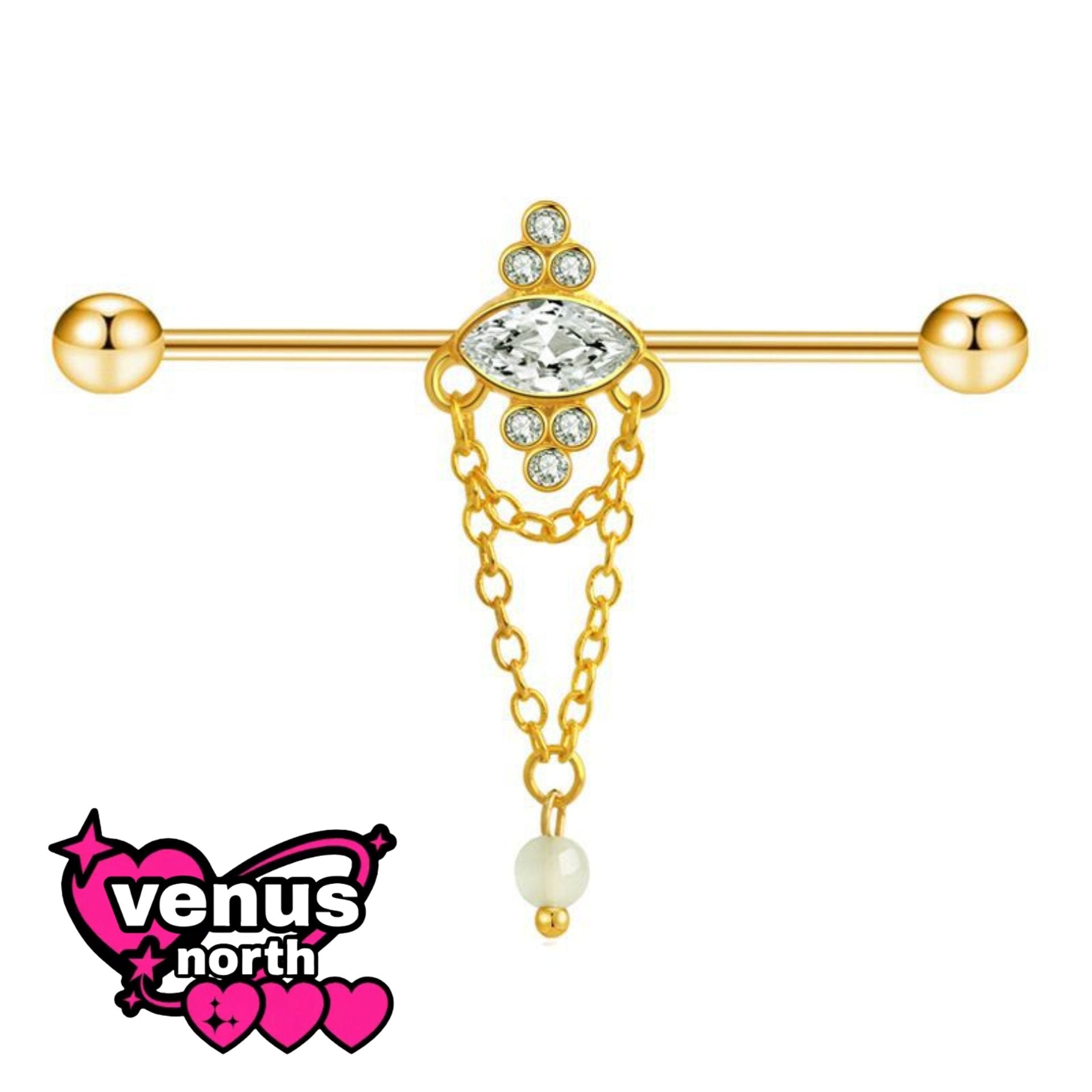 Flower CZ industrial barbell