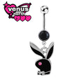 Bunny silhouette dangle navel piercing