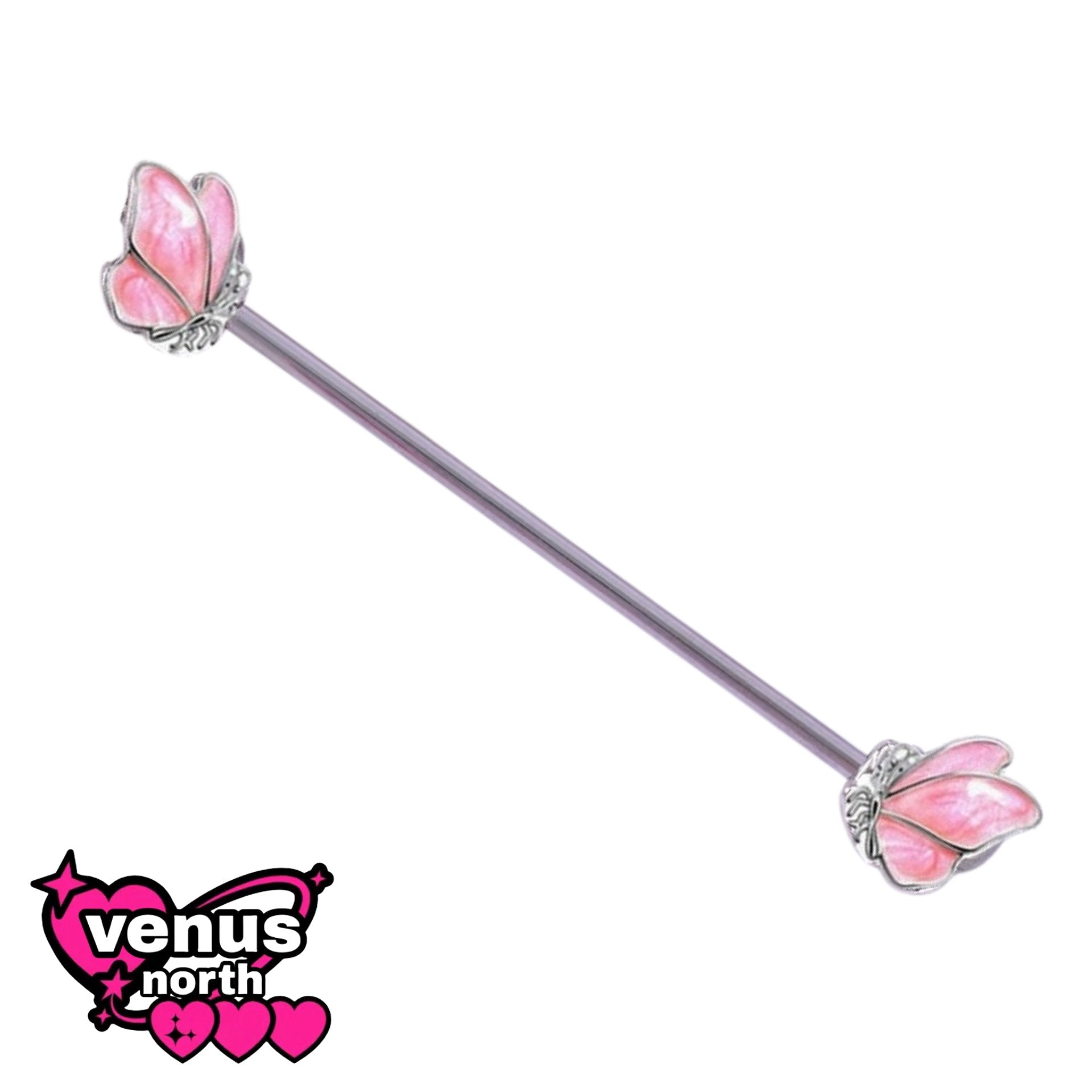 Skull & heart industrial barbell