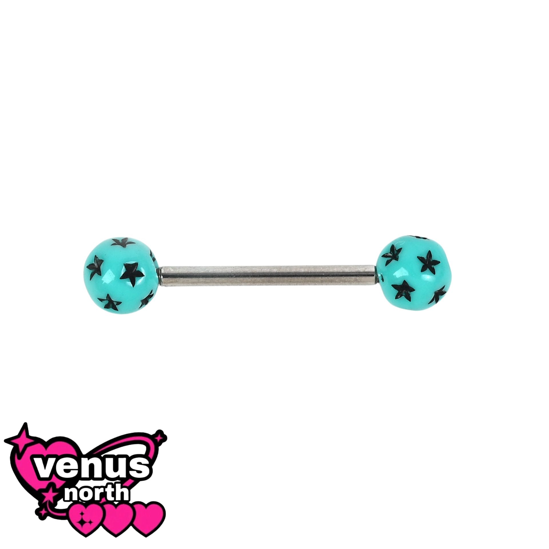 Star print tongue barbell