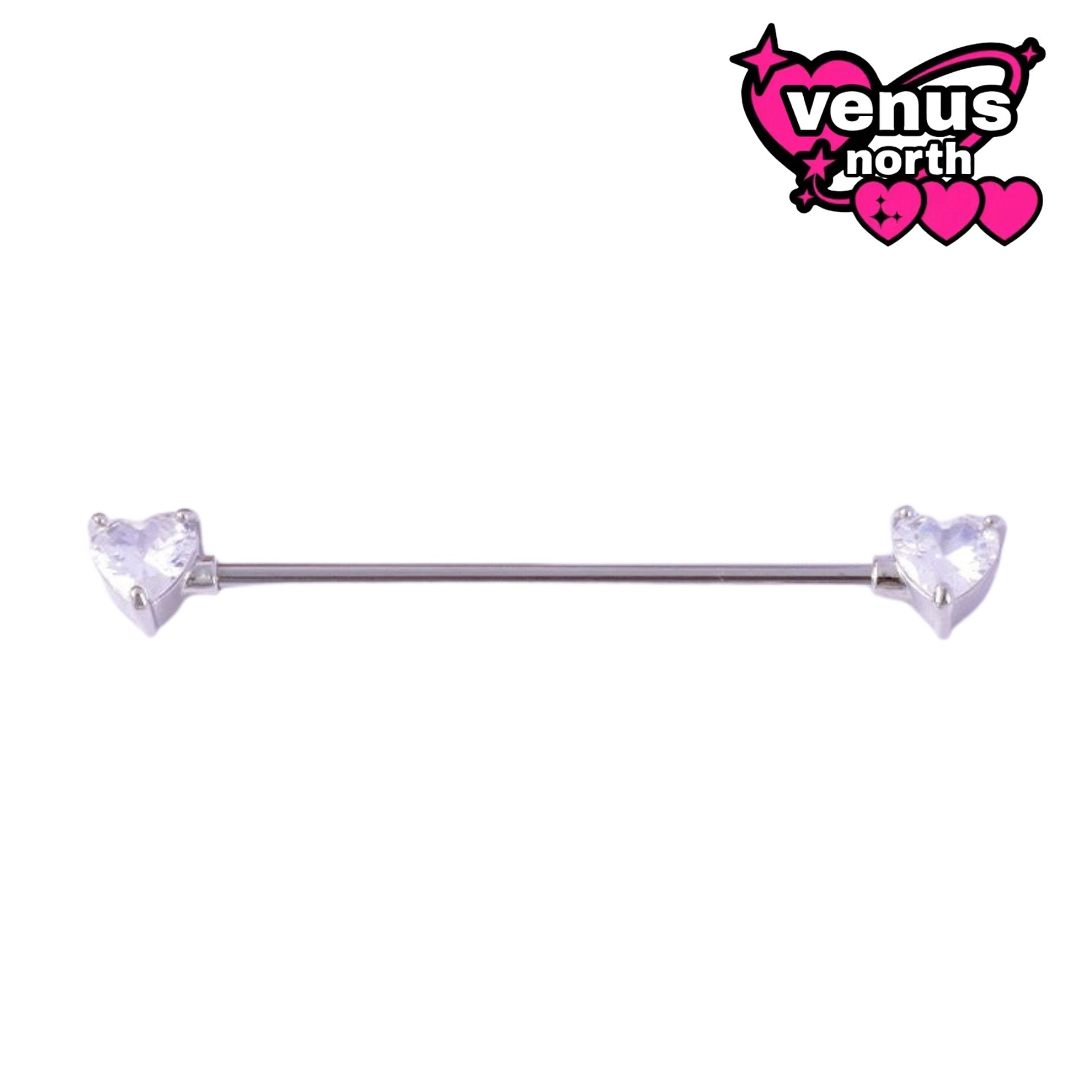 Skull & heart industrial barbell