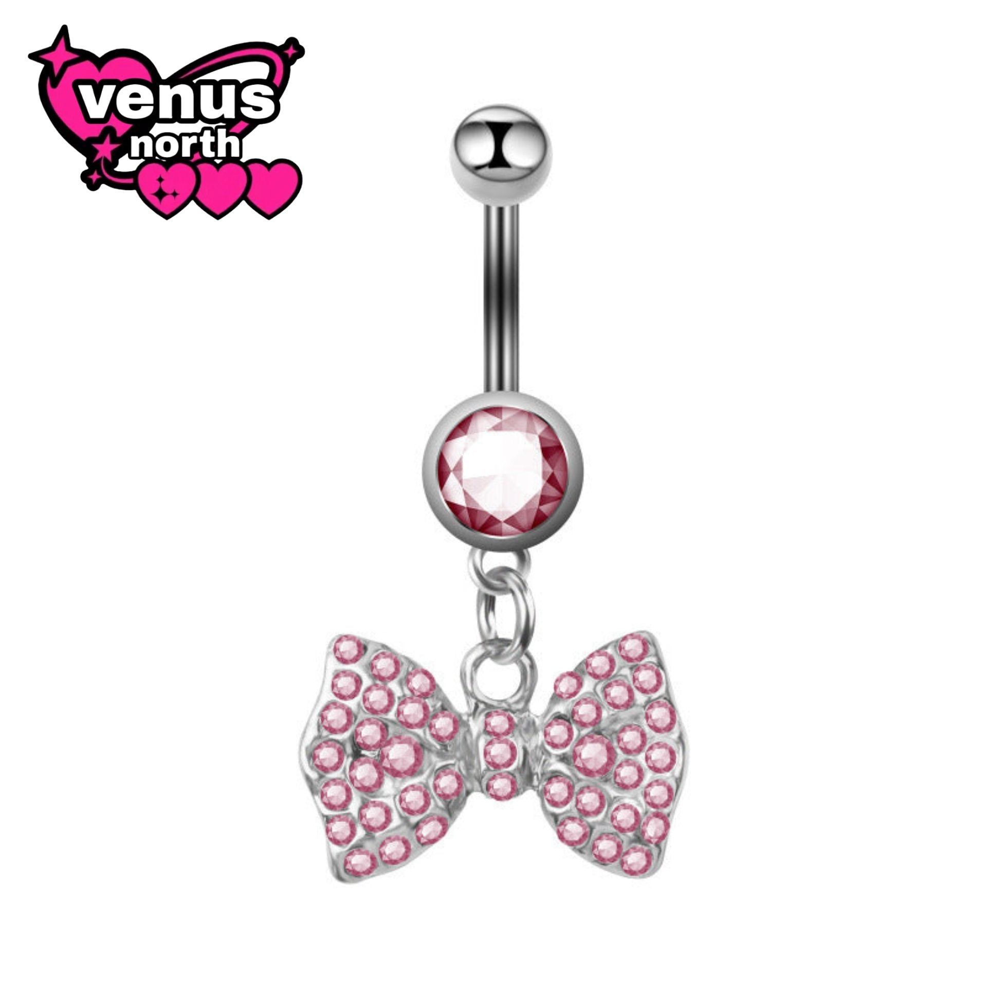 Bow charm belly button piercing