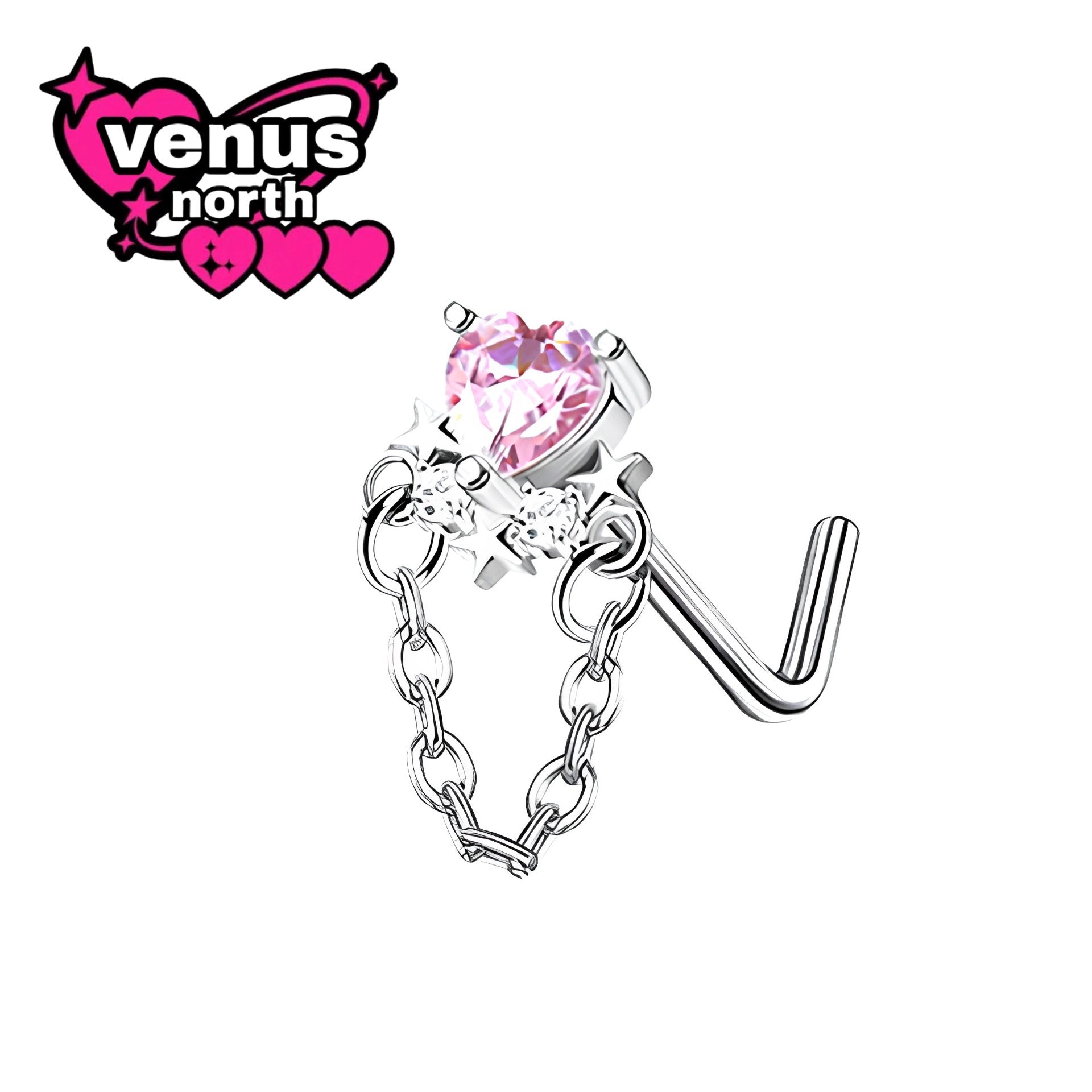 Angel & bat wing heart nostril stud