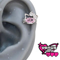 Cat charm cartilage stud