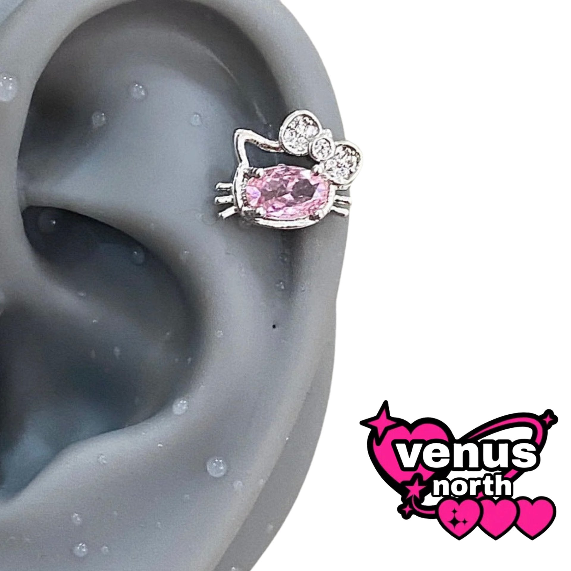 Cat charm cartilage stud
