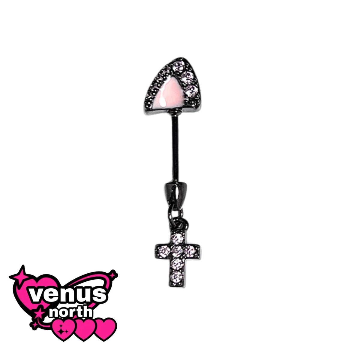 Black & pink CZ cartilage stud