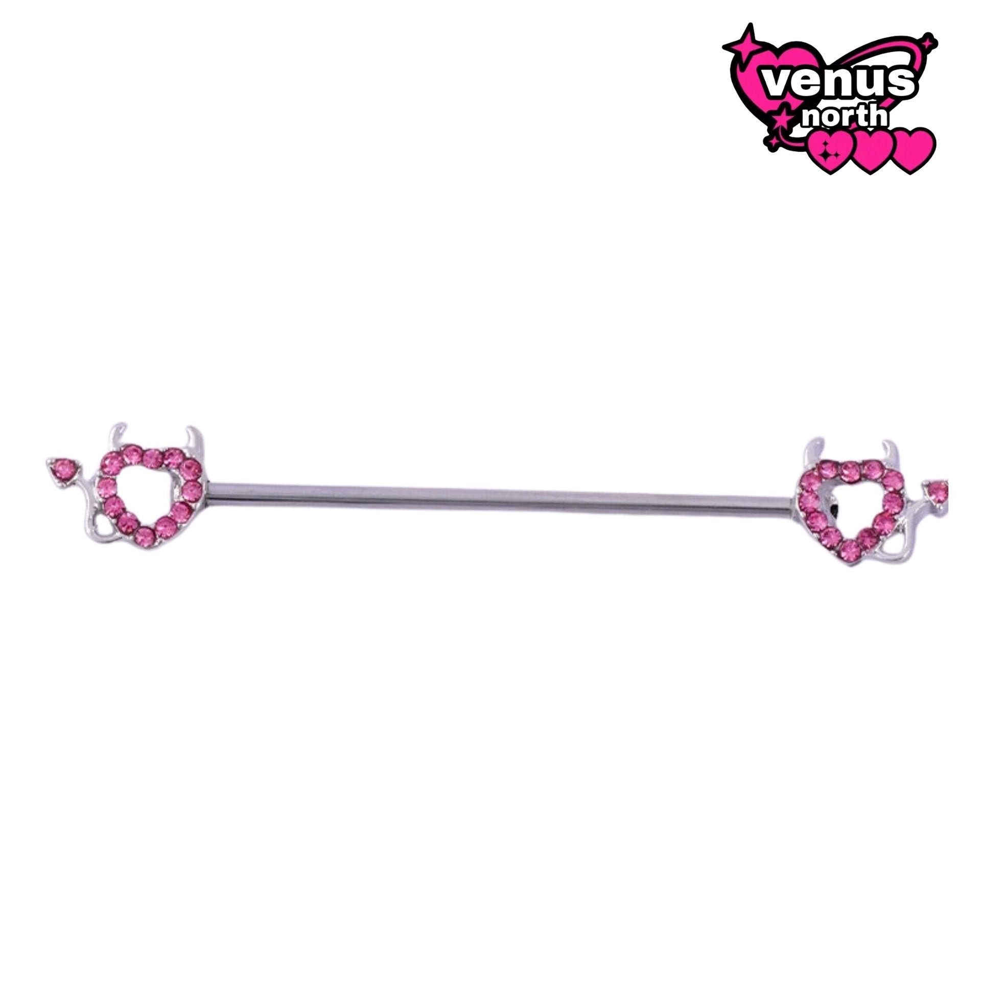 Skull & heart industrial barbell