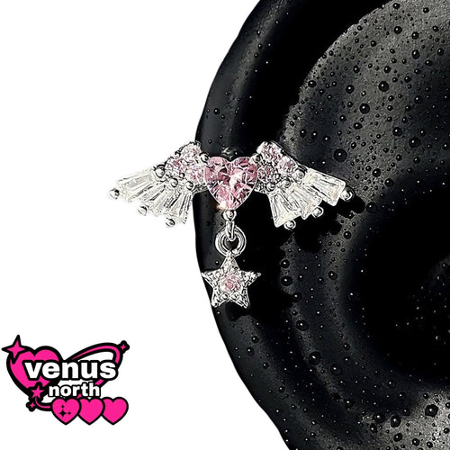 Angel wing heart climber earring - mix and match