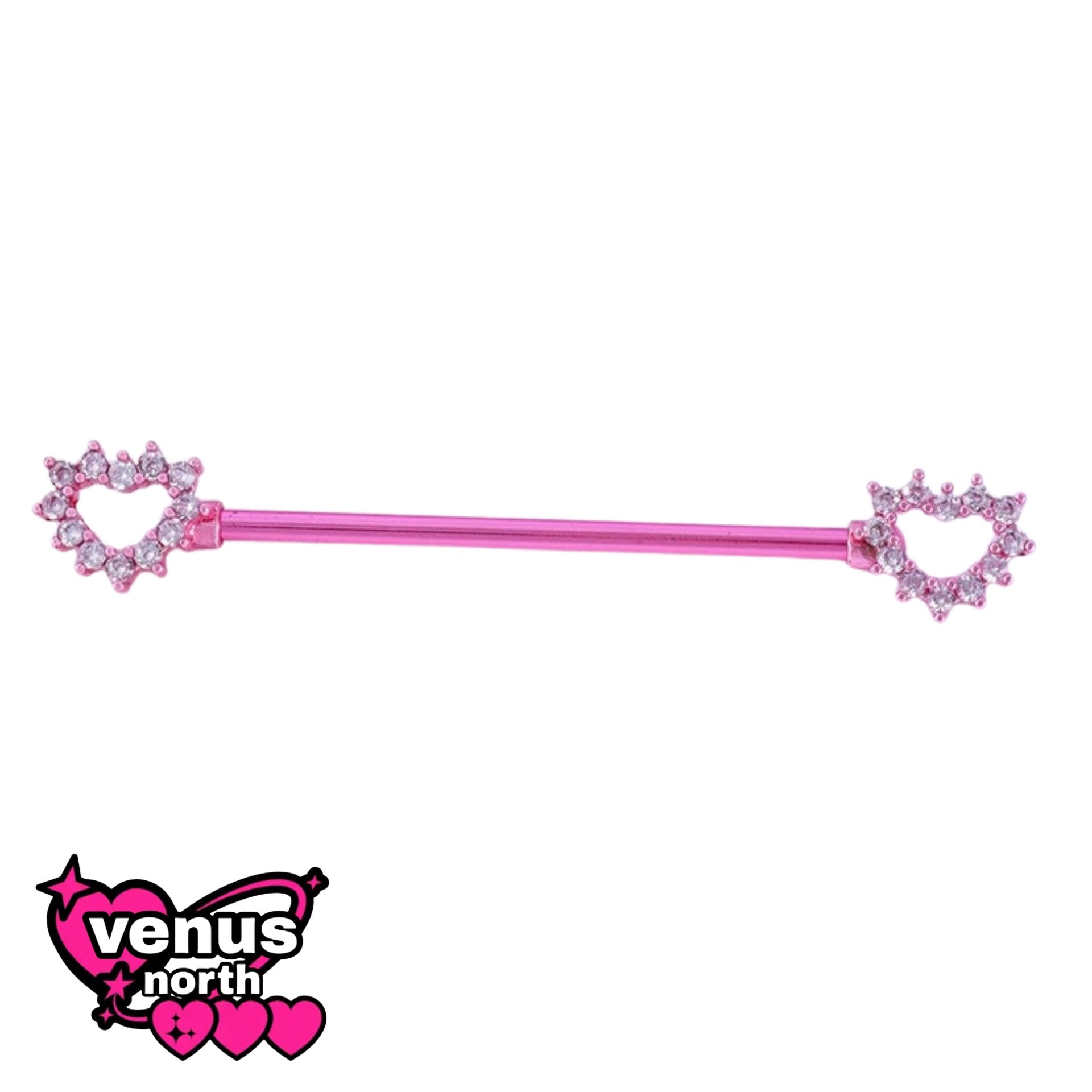 Skull & heart industrial barbell