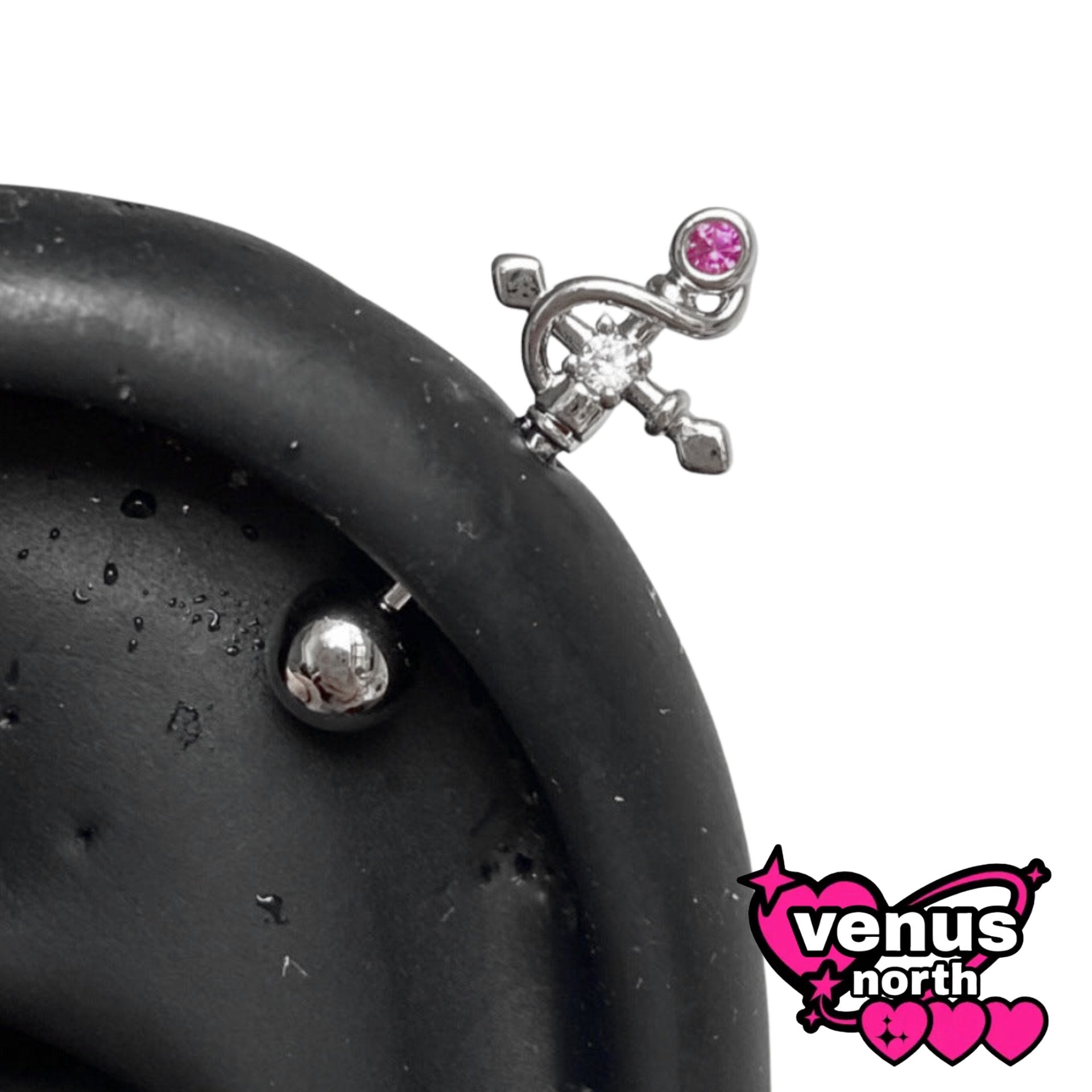Crown & charm cartilage stud