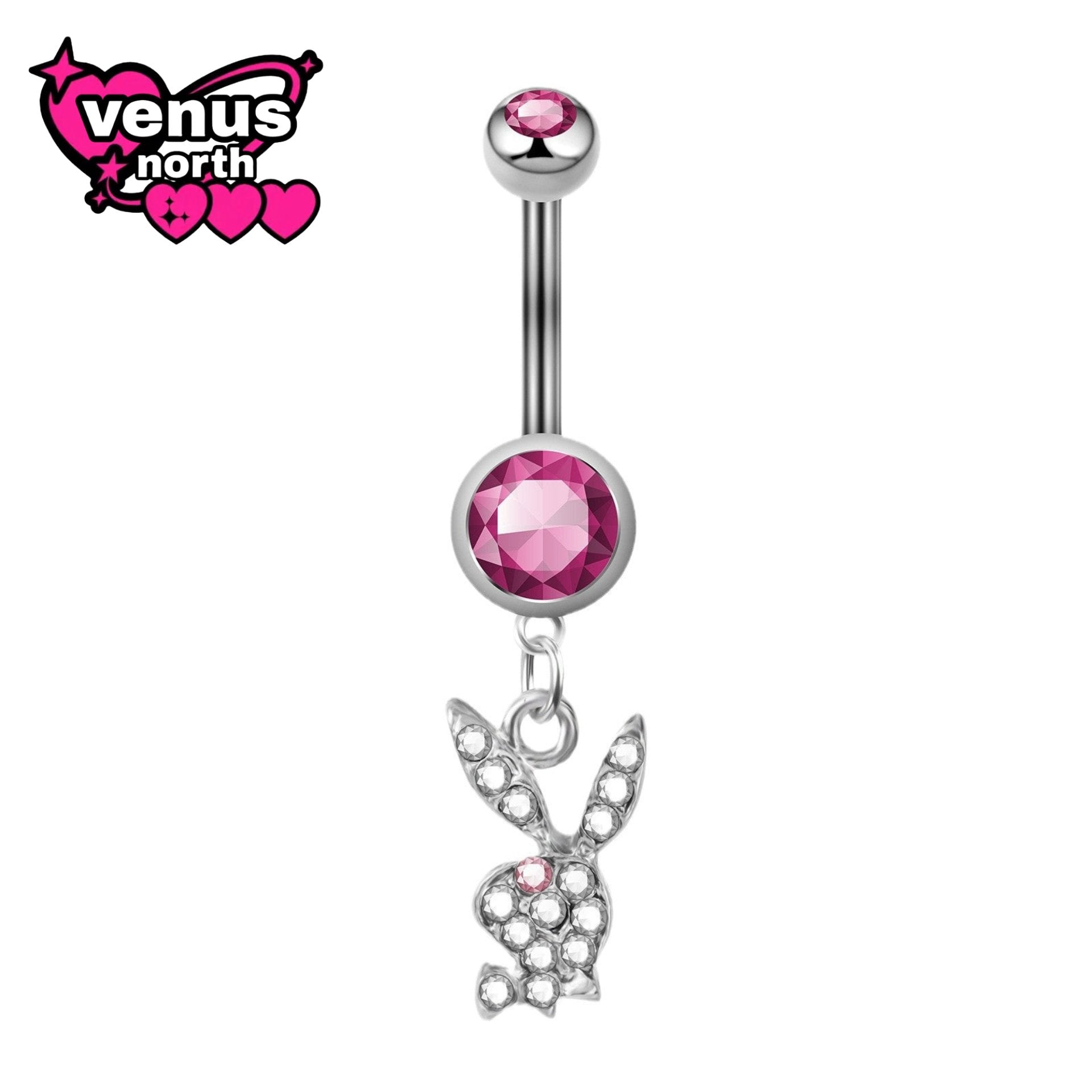 Cross-border e-commerce new navel nail is specially for stainless steel diamond-encrusted rabbit pendant navel navel ring human piercing jewelry