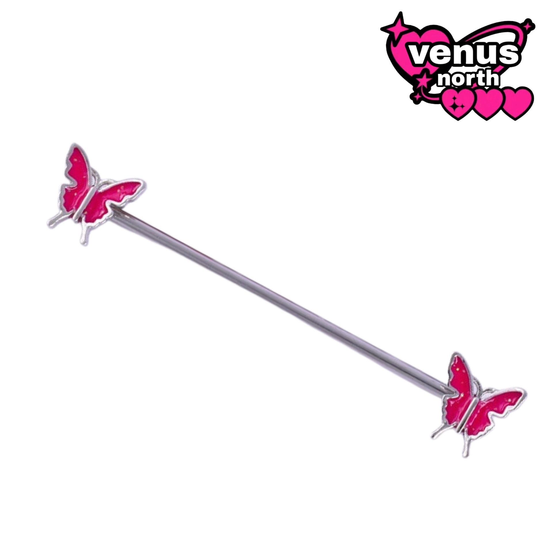Skull & heart industrial barbell
