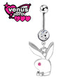 Bunny silhouette dangle navel piercing