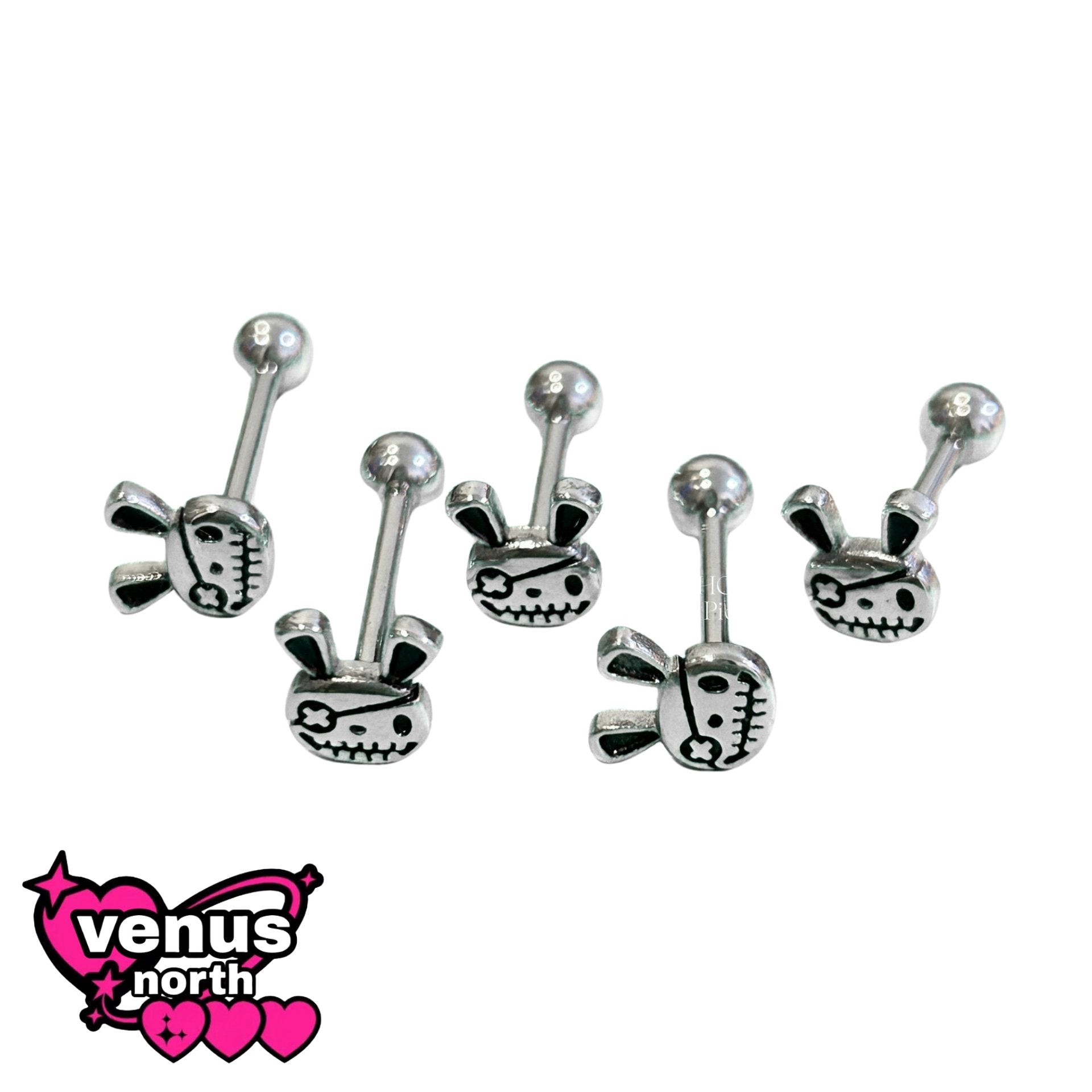 Pirate bunny tongue barbell - titanium