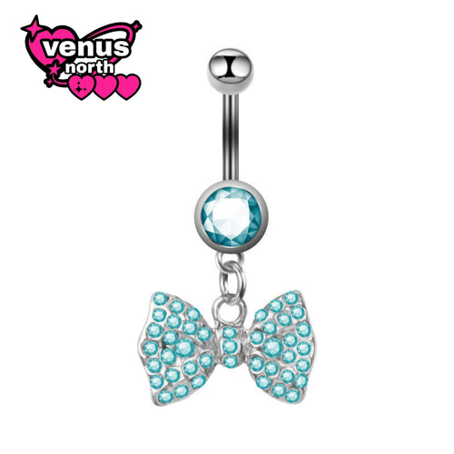 Bow charm belly button piercing
