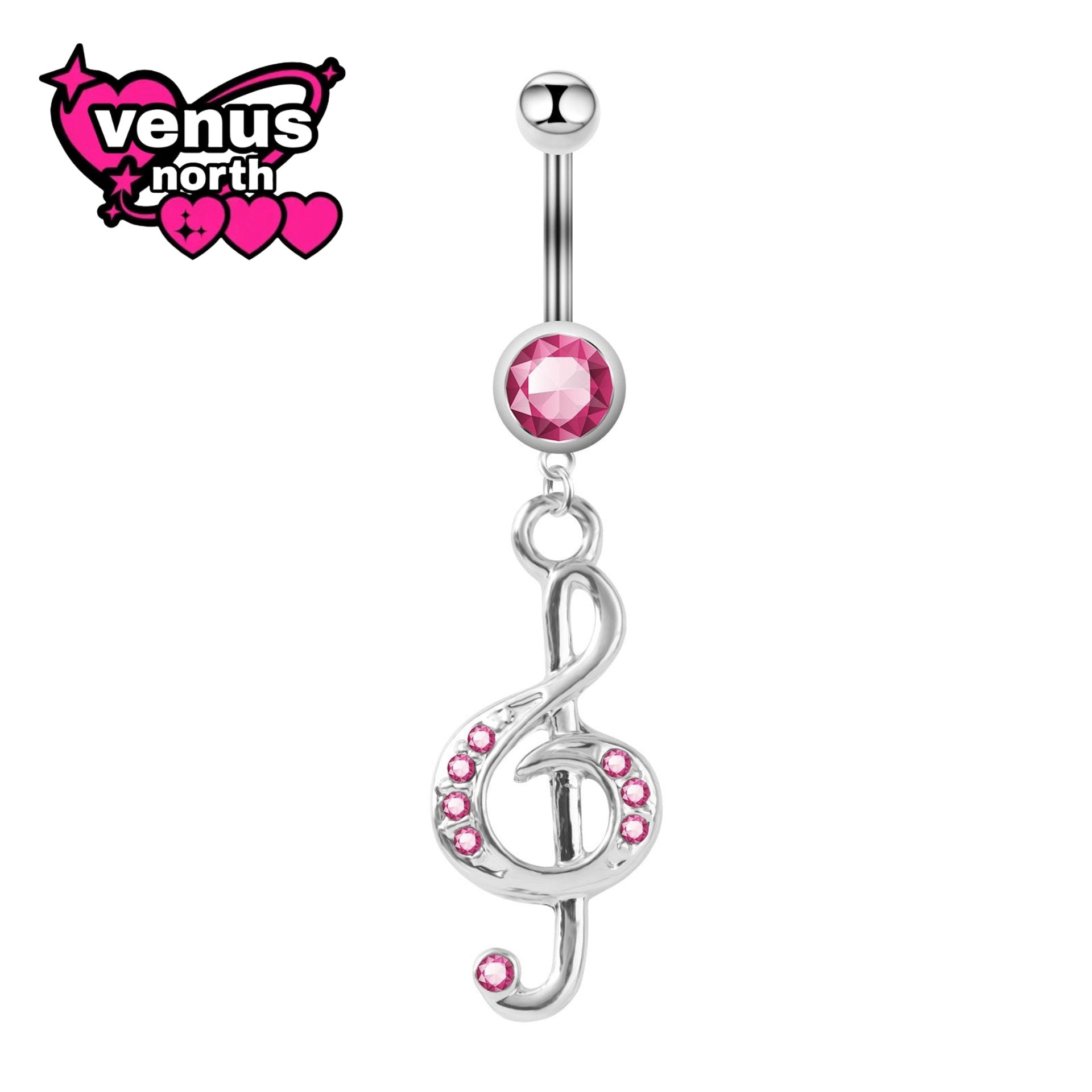Treble clef dangle navel piercing