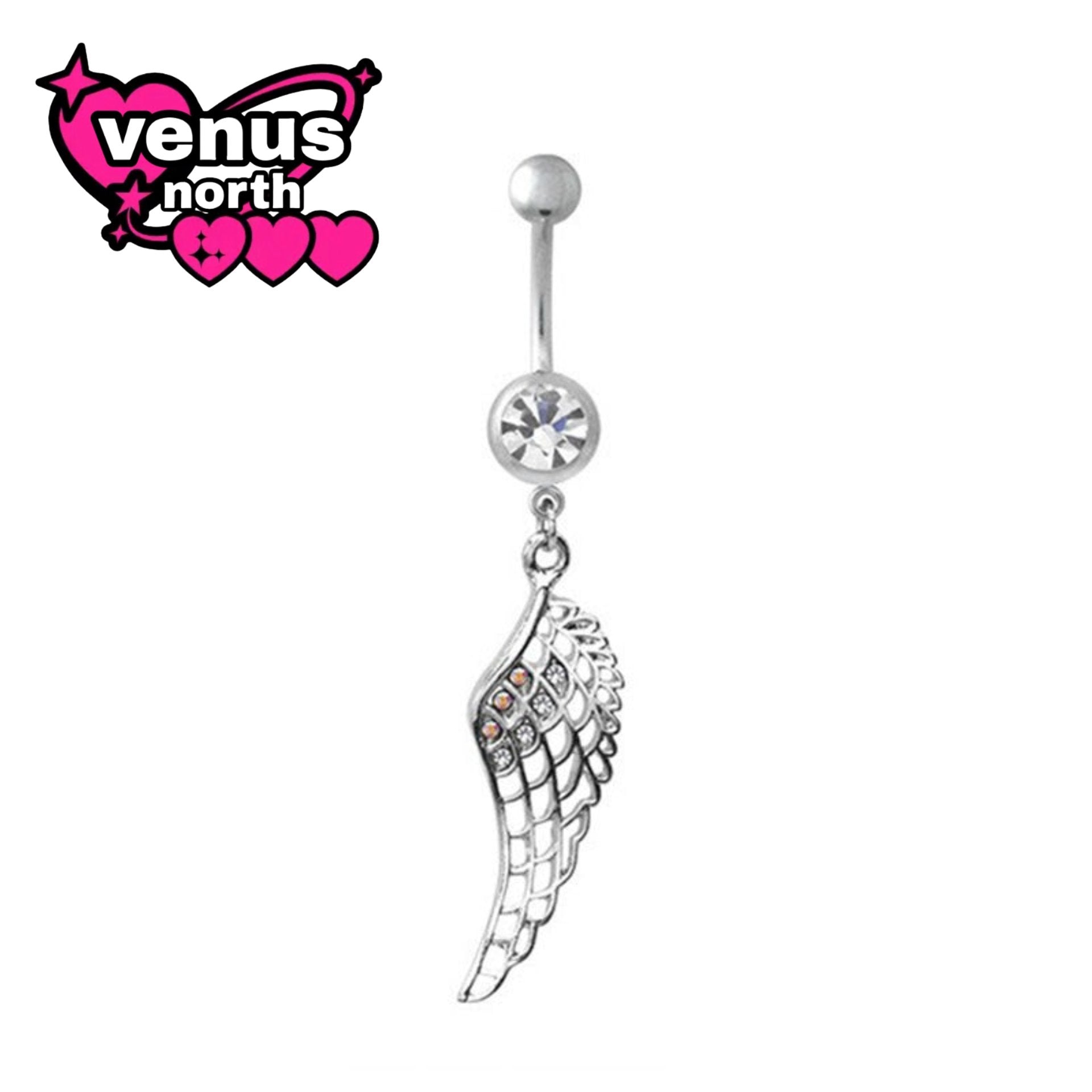 Angel wing dangle navel piercing