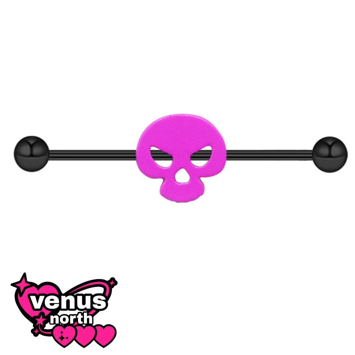 Cupcake & skull industrial barbell