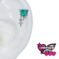 Green gem cartilage stud