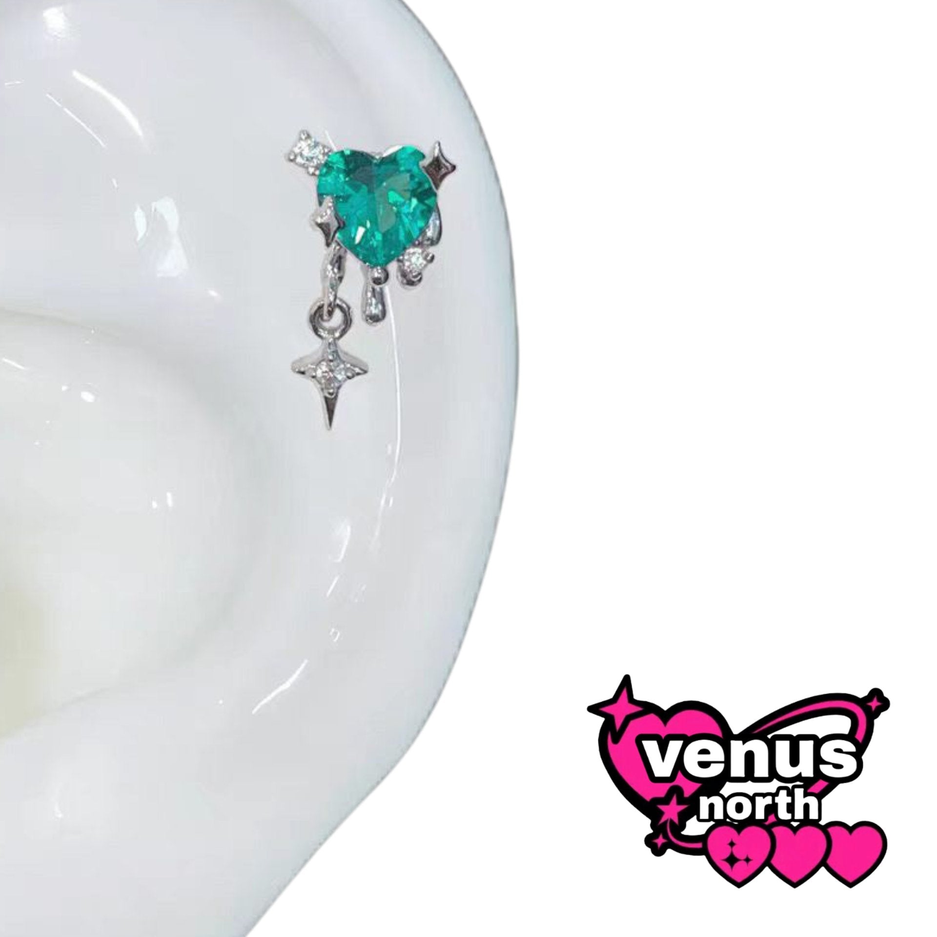 Green gem cartilage stud