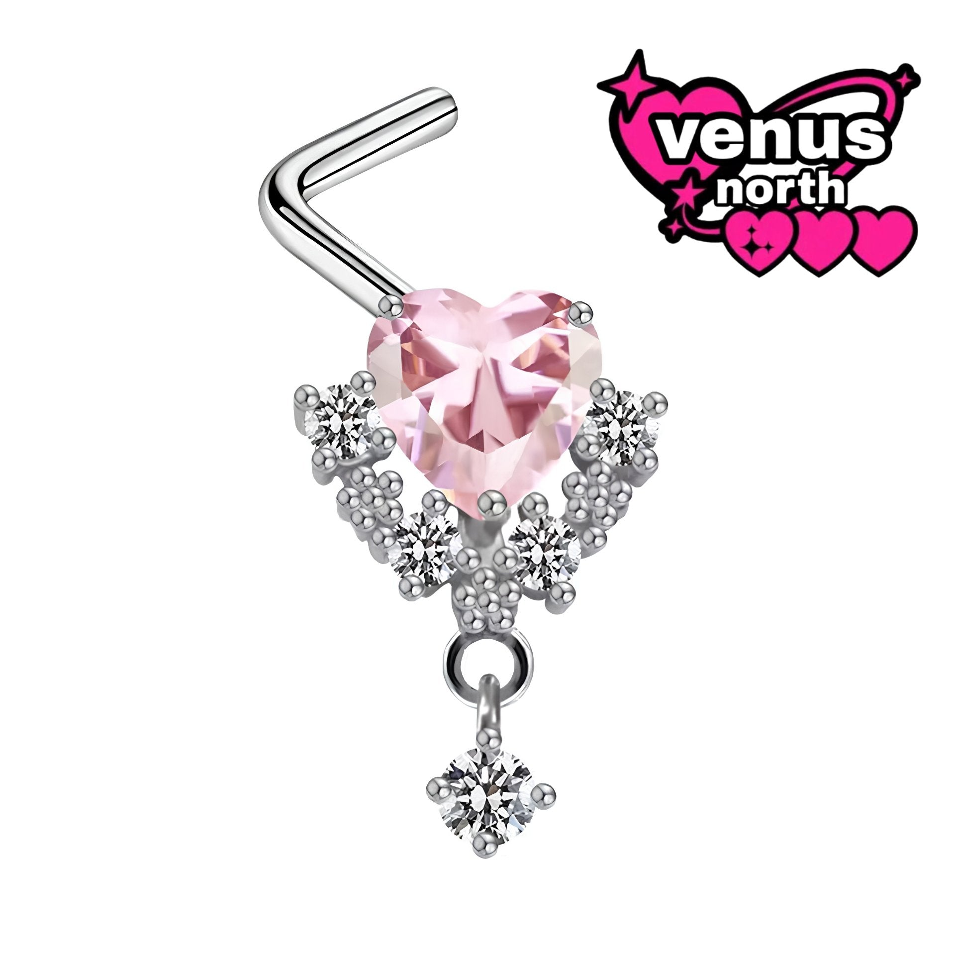 Angel & bat wing heart nostril stud
