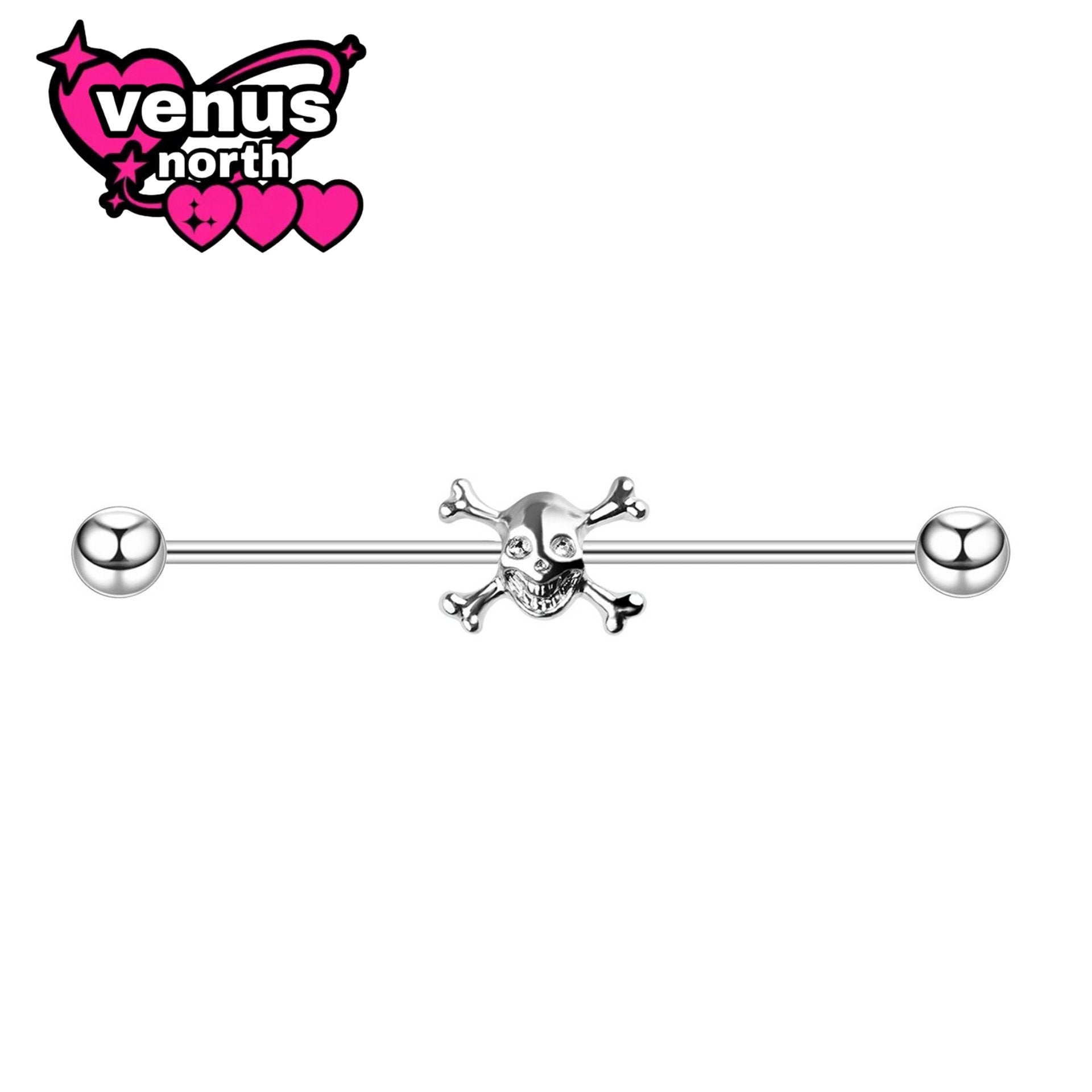 Arrow & skull industrial barbell